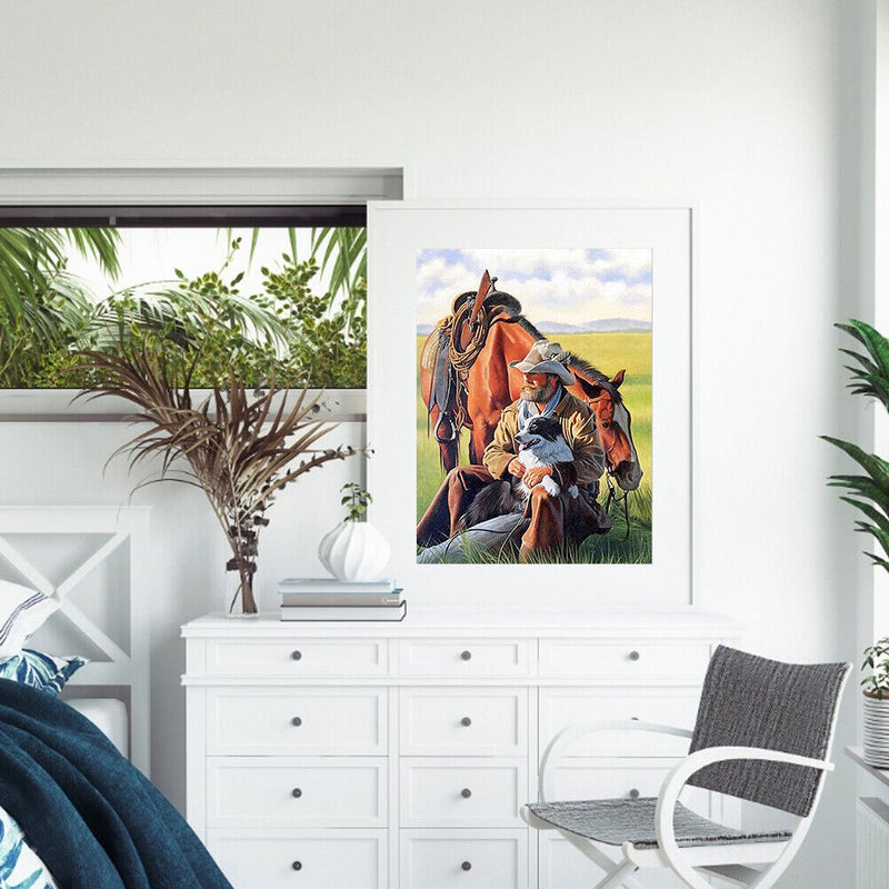 Shepherd Horse Canvas Paint By Numbers Oil Hand Painted Drawing Kit Home De