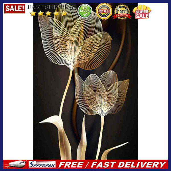 5D Diamond Painting Kit Golden Flower Full Round Drill DIY Crafts Mosaic Pict