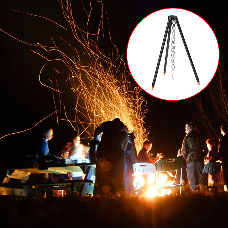 Outdoor Large Bonfire Tripod Portable Campfire Cooking Pot Hanging Chain