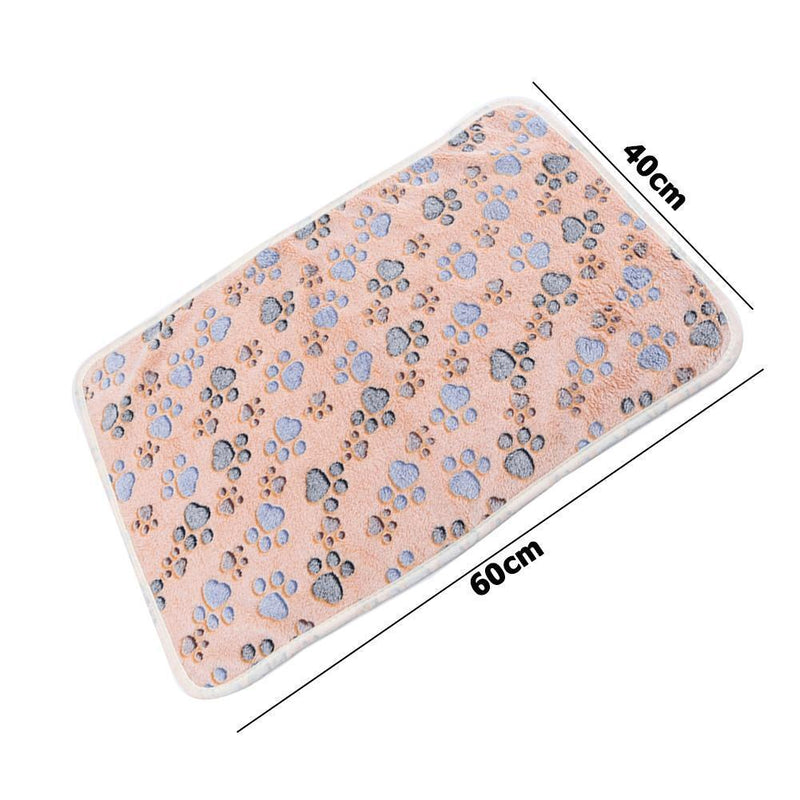 Warm Pet Blanket Coral Fleece Paw Foot Print Dog Bed Mats Sleeping Cover Mat