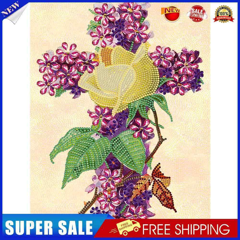 #A 5D Diamond Painting Kit Flower Cross Partial Special Shape DIY Wall Art Craft