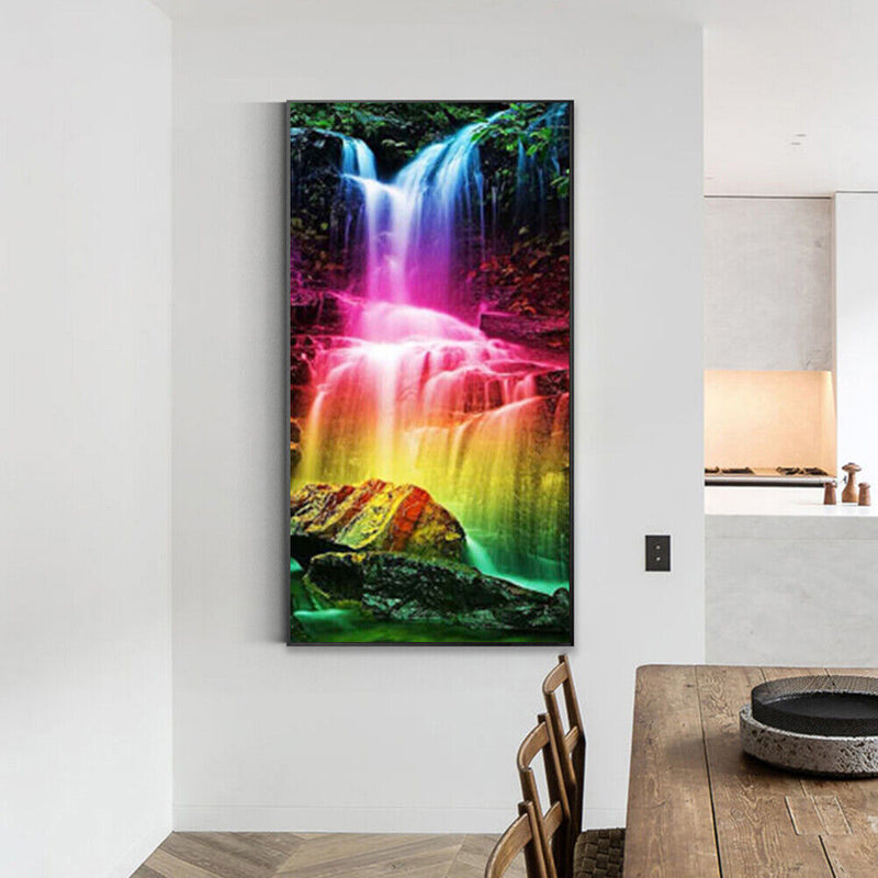 Zero Basis Paint by Number Kit Drawing HandPainted Oil Paint Colorful Waterfall