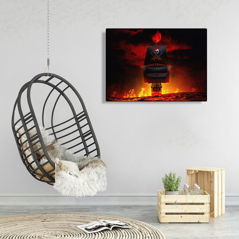 Hand Painted on Canvas DIY Pirate Ship Oil Paint By Numbers Drawing Ornament Kit