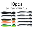 10pcs 10cm 6g Loach Fishing Lures Artificial Soft Baits (White + Mixed) Newly