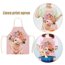 Kitchen Pink Aprons for Women Men Household Piggy Aprons Linen Cook Tablier
