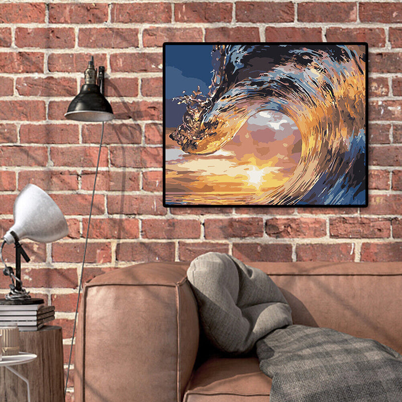 Sea Wave Painting By Number Kit Acrylic Paints Set DIY Handpainted Drawing