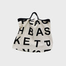 Letters Pattern Print Retro Top-handle Handbag Women Large Canvas Shopping Bags