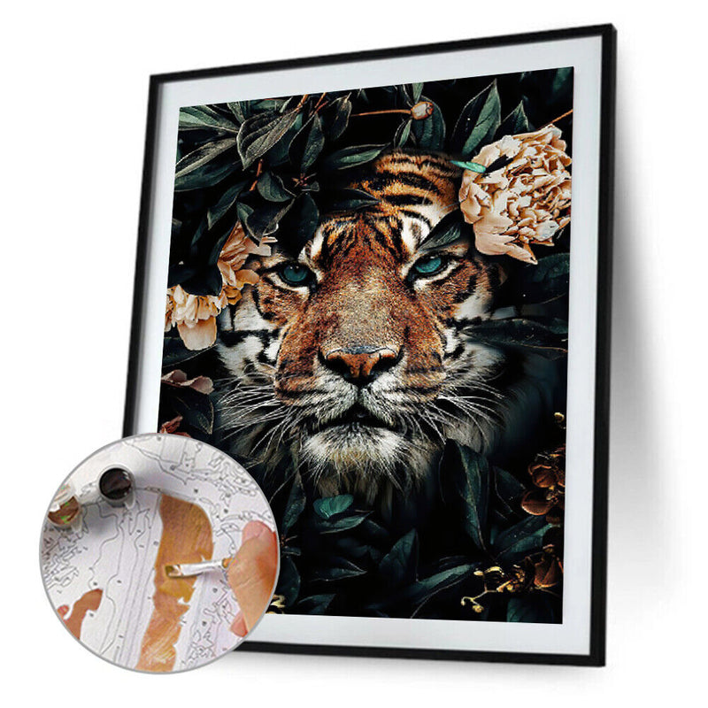 Hand Painted on Canvas DIY Cat Family Oil Paint By Numbers Drawing Kit Ornaments