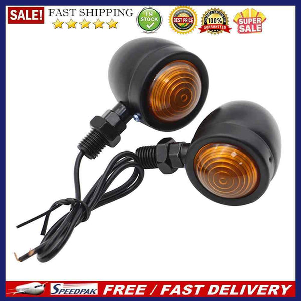 2pcs 12V Motorcycle Turn Signal Lights Mini Retro Amber Light Motorbike Blinkers