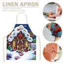Portable Baking Painting Cooking Bib Aprons Christmas Cottage Print Linen Apr