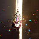 Crystal  Moon Circle Hanging Metal Pendant Home Decor (Pink)