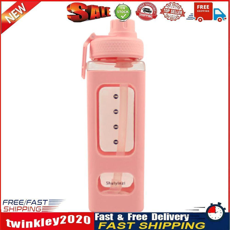 700ml Water Bottle for Sports Straw Cup Leakproof Drinking Bottles (Pink) Newly