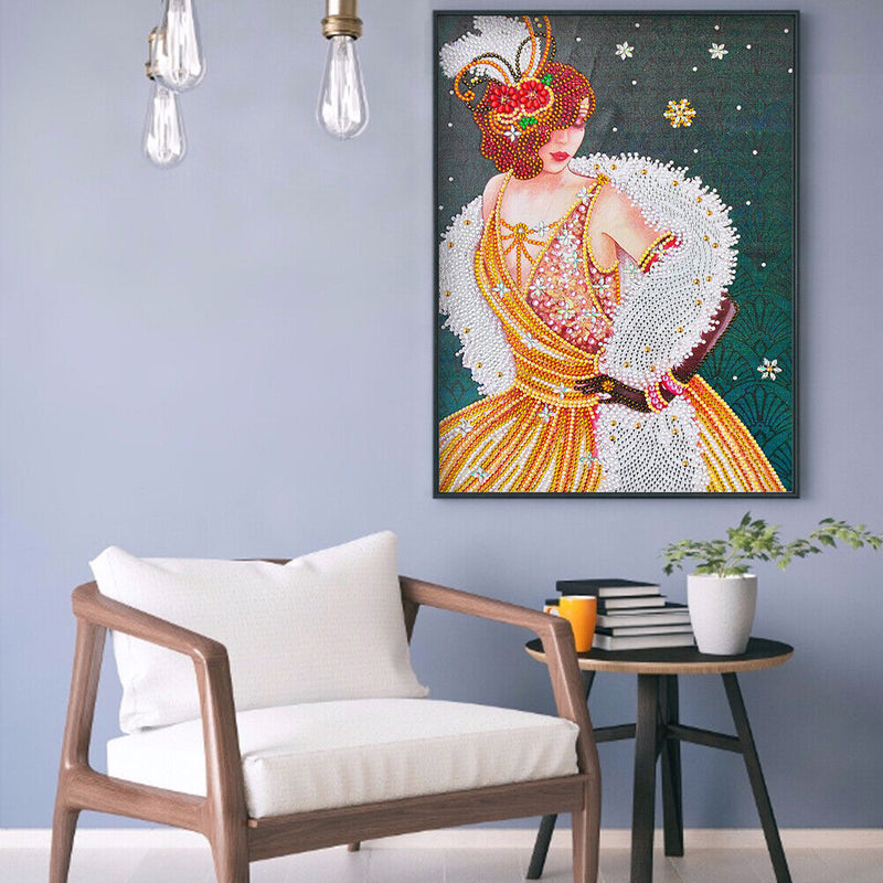 Special Shaped Picture DIY Elegant Women Diamond Painting Poster (Y031) Newly