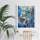 Full Square Drill Diamond Painting Two Wolves in Remote Mountains Handwork