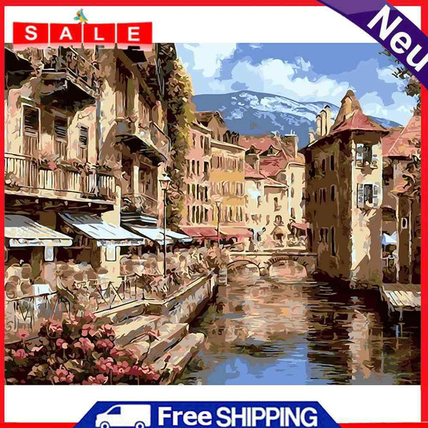 Florence River Oil Painting By Numbers Canvas Hand Painted Wall Art Home Decor