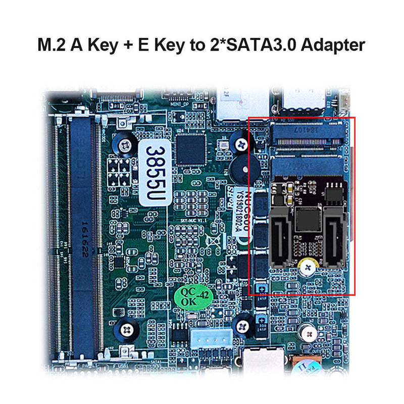 Converter Adapter Cards SSD M.2 A/E Key NGFF to 2 Ports SATA3.0 Expansion Card