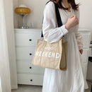 Canvas Women Shoulder Bag Large Capacity Totes Letter Printed Crossbody Handbag