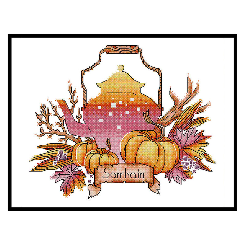 Partial Embroidery Teapot Stamped Canvas 14CT DIY Cross Stitch Kits (J537)