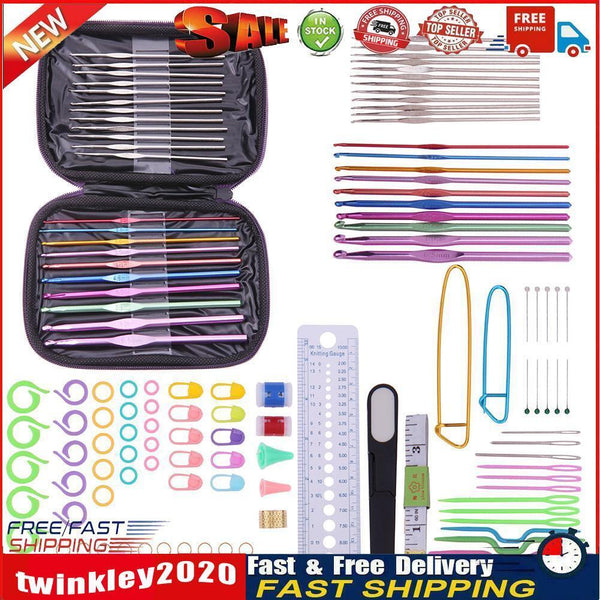 22pcs Crochet Hooks Yarn Crochet Needles Stitches Weave Knitted Craft Kit Newly