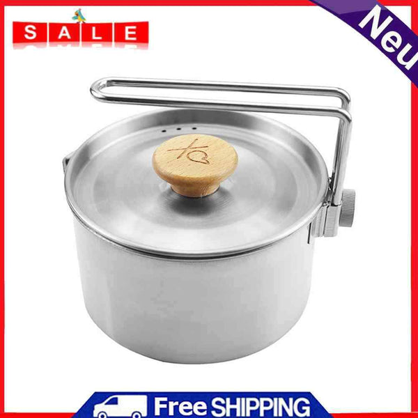 Outdoor Camping Pot Stainless Steel Tea Coffee Cooking Pot Water Kettle Teapot