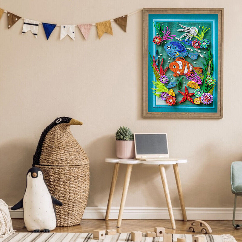 DIY Paper Fish Diamond Picture Part Drill Special Shape Rhinestone Painting Kit