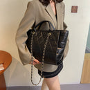 Embroidery Thread Chain Crossbody Tote Female Large Lattice Trending Handbag