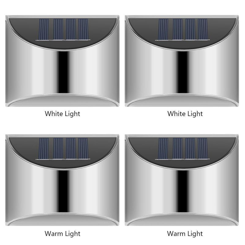 2pcs Cold White 4 LED Solar Lights Waterproof  Wall Stair Lamp for Security