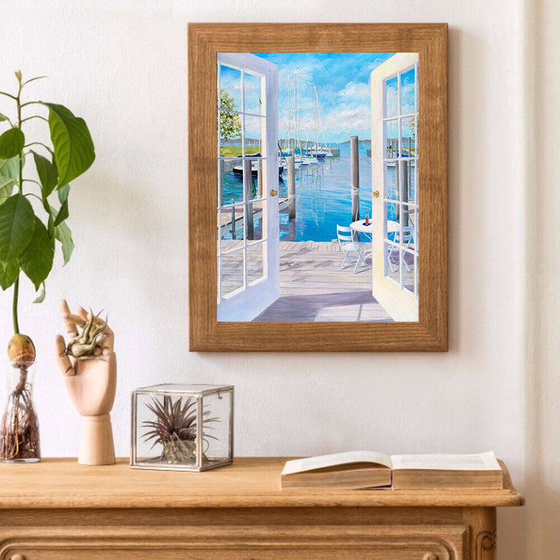 Paint By Numbers for Kid Beginner Outside Door Seascape Home Decor Painting Kit