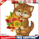 14CT Counted Cross Stitch Kits DIY Sunflower Cat Embroidery Home Needlework