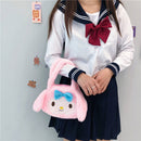 Women Lovely Plush Cartoon Rabbit Tote Bag Casual Purse Handbags (Black S)