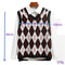 Y2K Preppy Style V Neck Knitwear top Plaid Knitted Sweater Vest Sleeveless