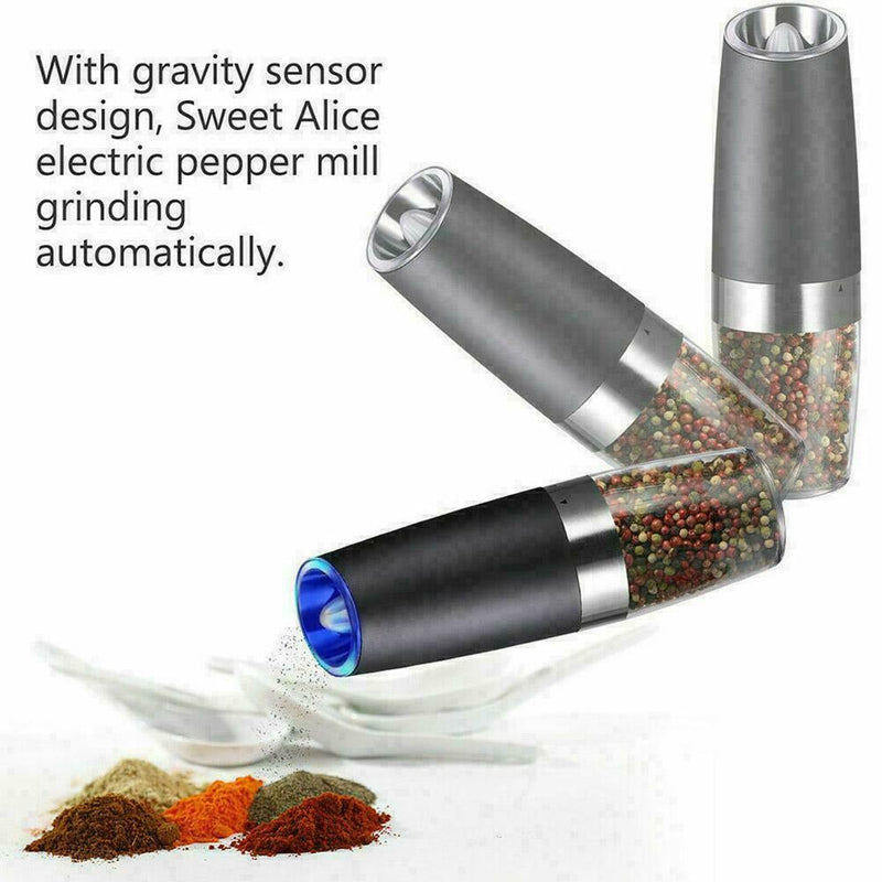 Electric-Auto Salt Pepper Mill Set Grinder Shaker Steel Y0H1 Kitchen Tool R2Y0
