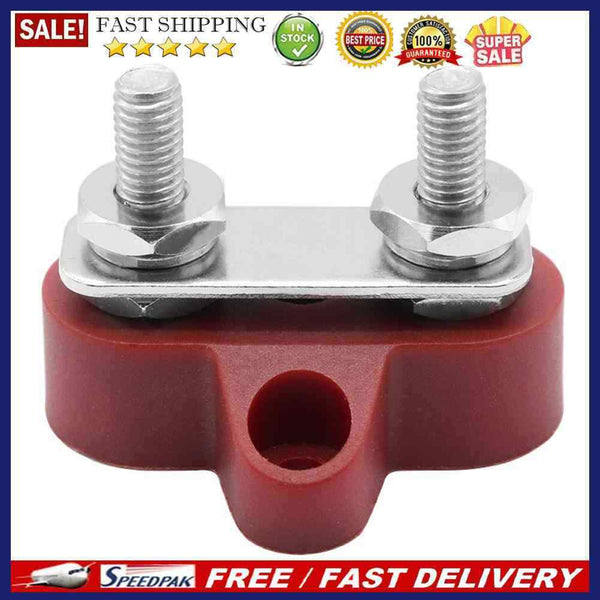 Bus Bar Terminal Block Heavy Duty Dual M6 Power Distribution Stud (Red)