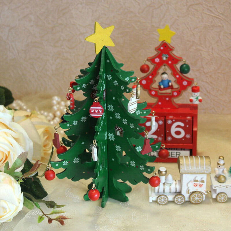 Mini Christmas Tree Decoration Wood Landscaping Craft Home Desktop Ornament