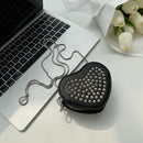 Fashion Rhinestone Shoulder Crossbody Bag PU Small Handbag (Heart Black)