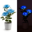 #A 3LED Rose Flower Solar Light Potted Plant Landscape Lamp Home Office Decorati