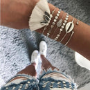 6pcs European Pineapple Slice Bracelet Boho Tassel Shell Bangles Women Jewelry