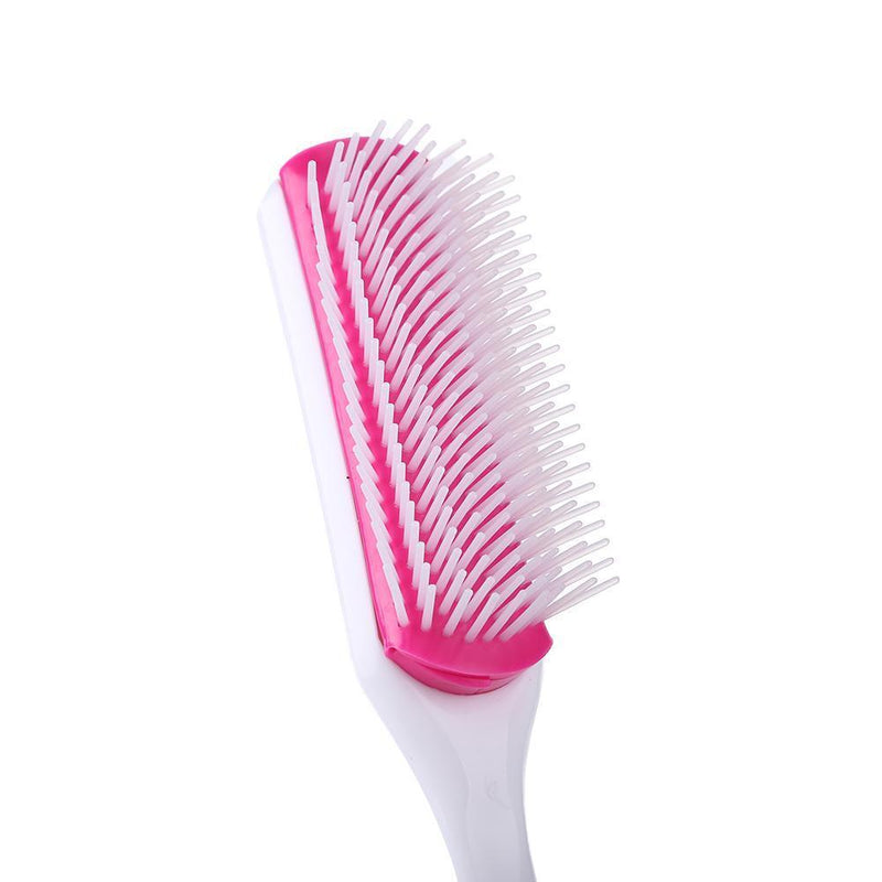 9 Rows Styling Brush Straight Curly Hair Detangling Massage Comb (White)