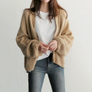 Women Casual Short Style Long-Sleeves Coat Knitted Solid Color Loose Cardigan