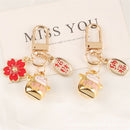 Car Key Chains Couple Gift Pendant Lucky Cat Bag Ornaments Keychains Cartoon