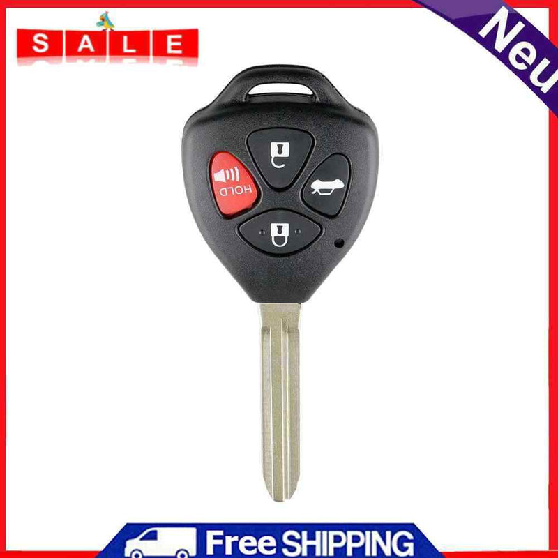 For Yaris 2007-2010 Car Remote Key Shell 4 Button Fob Key Case Blank Black