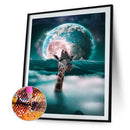 5D Moon Giraffe Mosaic Full Round Diamond Drawing Handmade Rhinestone Craft Gift