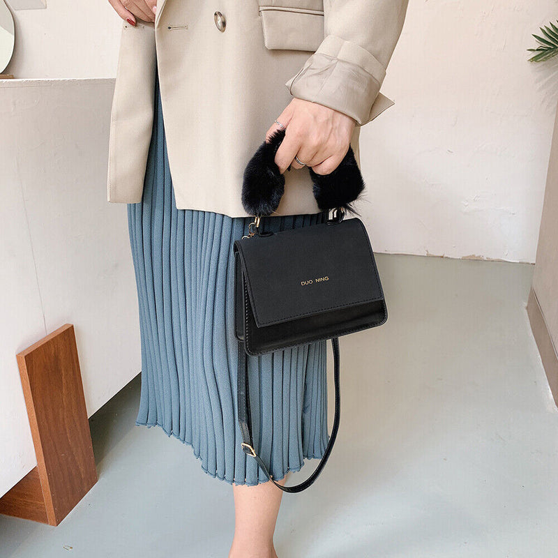 Casual Travel Shoulder Handbag Female Leather Plush Handle Crossbody Totes Bags