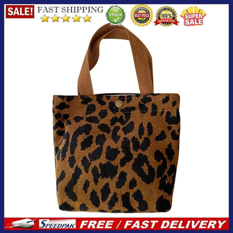 Retro Animal Pattern Corduroy Cooler Lunch Bag Portable Food Bento Case Handbags