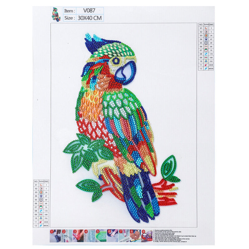 Diamond Painting 5D DIY Parrot Crystal Special Shape Room Wall Art (T087) Newly