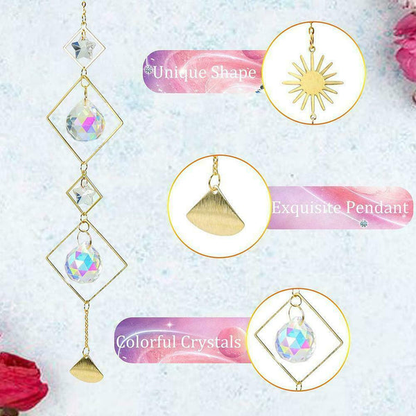 Sun Catcher K9 Color Crystal Ornament Moon Outdoor Hanging Chime Wind A5H5