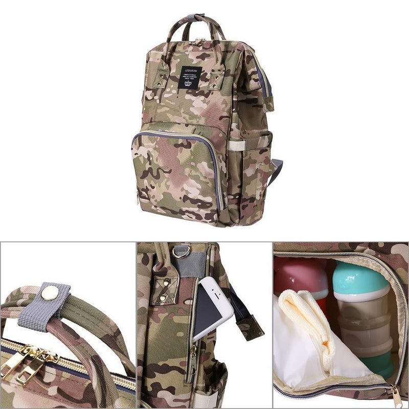 Waterproof Mummy Diaper Bags Backpack Large Capacity Baby Care (Light Camo)