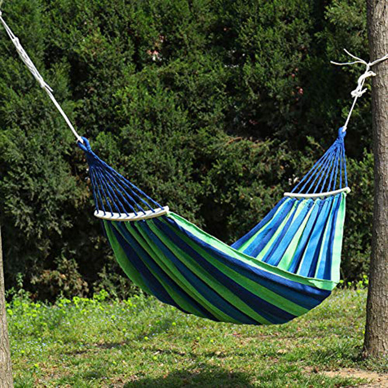 Double Hammock, Canvas Traveling Two Person Hanging Camping Swing Bed Hammock