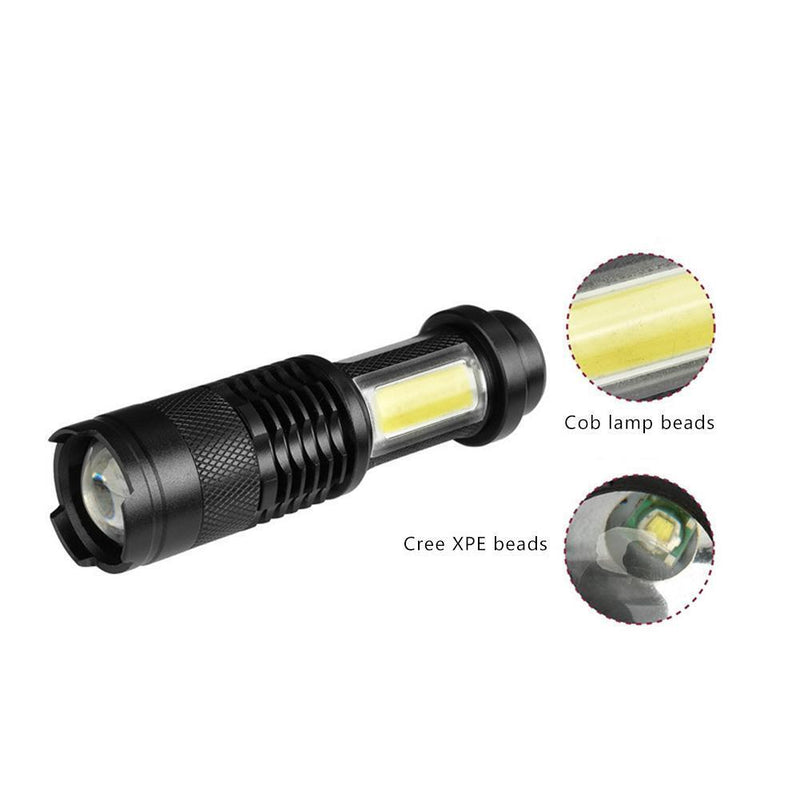 Mini LED Flashlights Outdoor COB LED Hiking Camping Fishing Zoom Hand Pocket