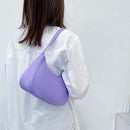 Fashion Solid Color Underarm Bag Women Zipper Nylon Hobos Bags (Purple)